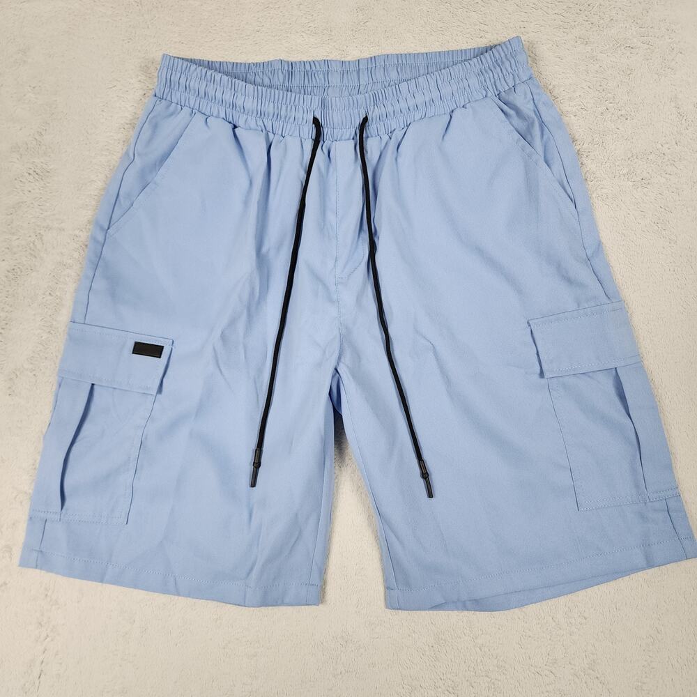 NEW SHEIN Men's XL Cargo Shorts Elastic Waist Drawstring Blue